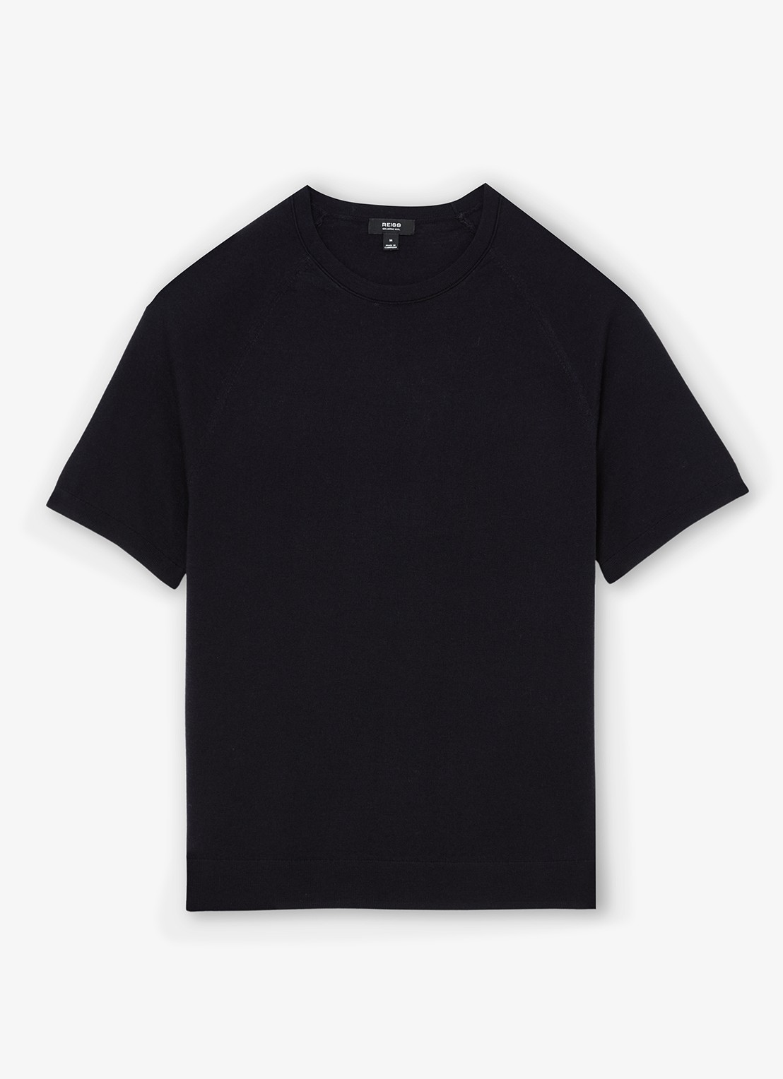 Reiss Brook T-shirt van merino wol met ronde hals - voorkant navy / blauw