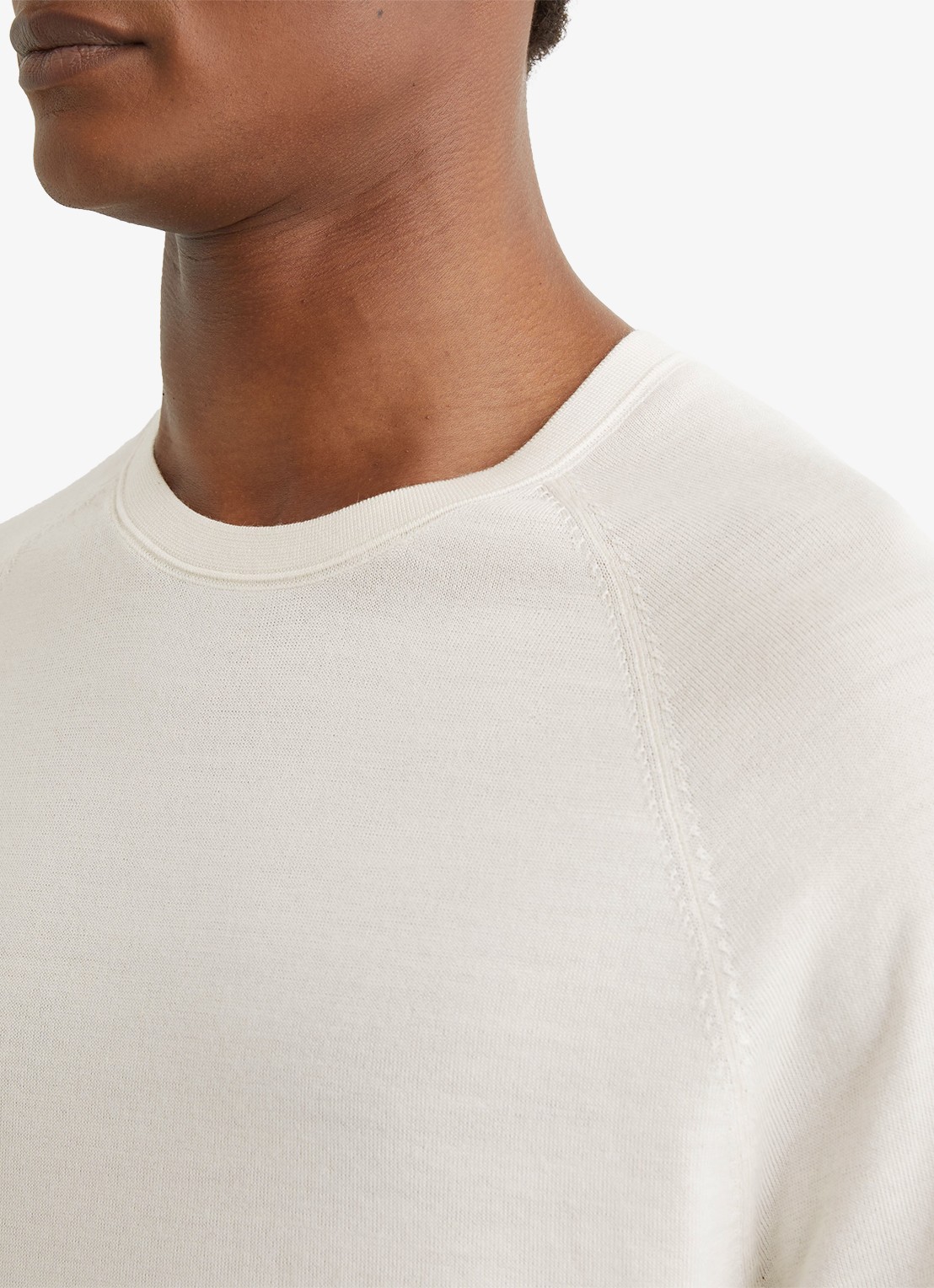 Reiss Brook T-shirt van merino wol met ronde hals - detail 5 wit