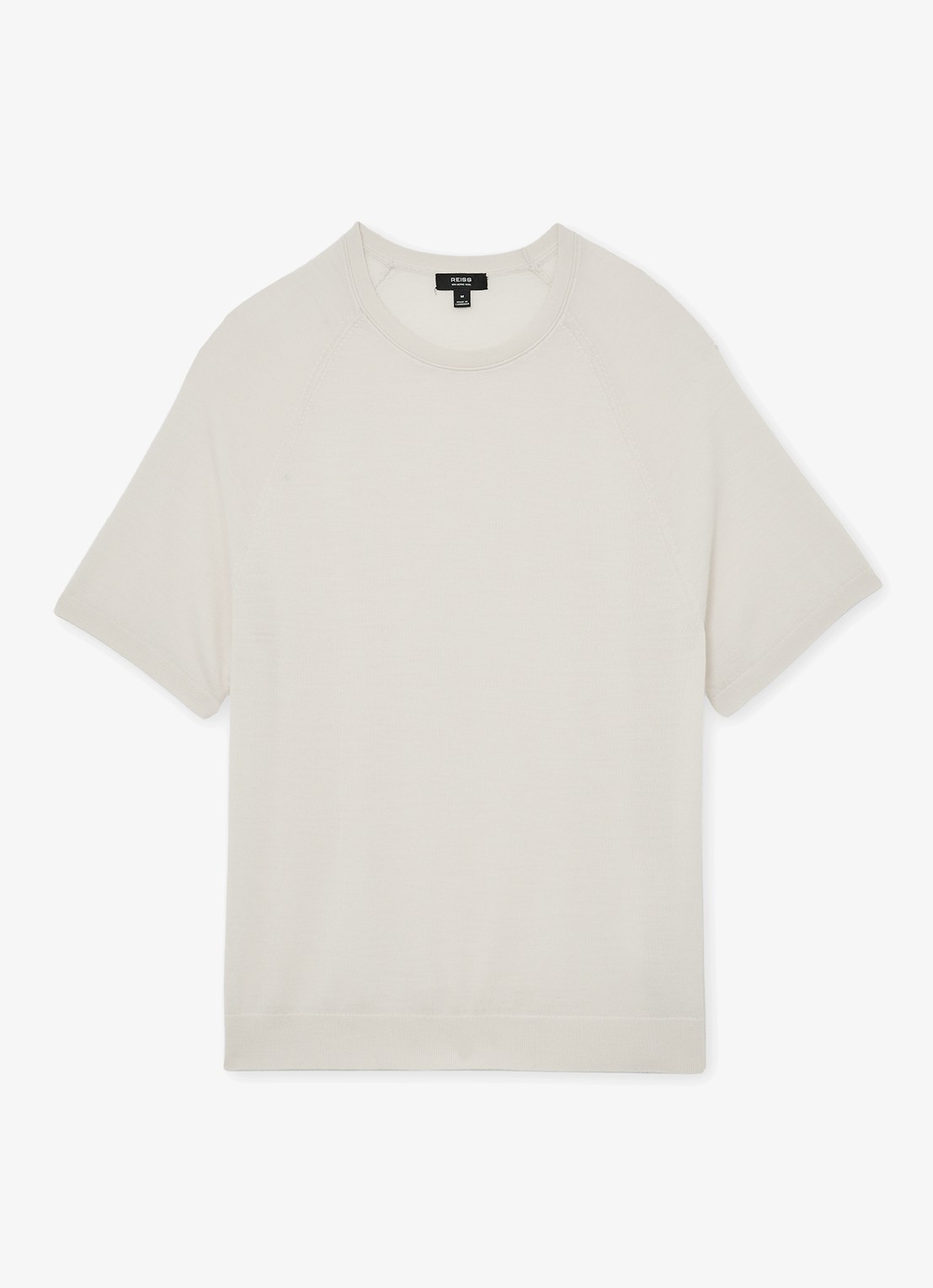 Reiss Brook T-shirt van merino wol met ronde hals - voorkant 2 wit