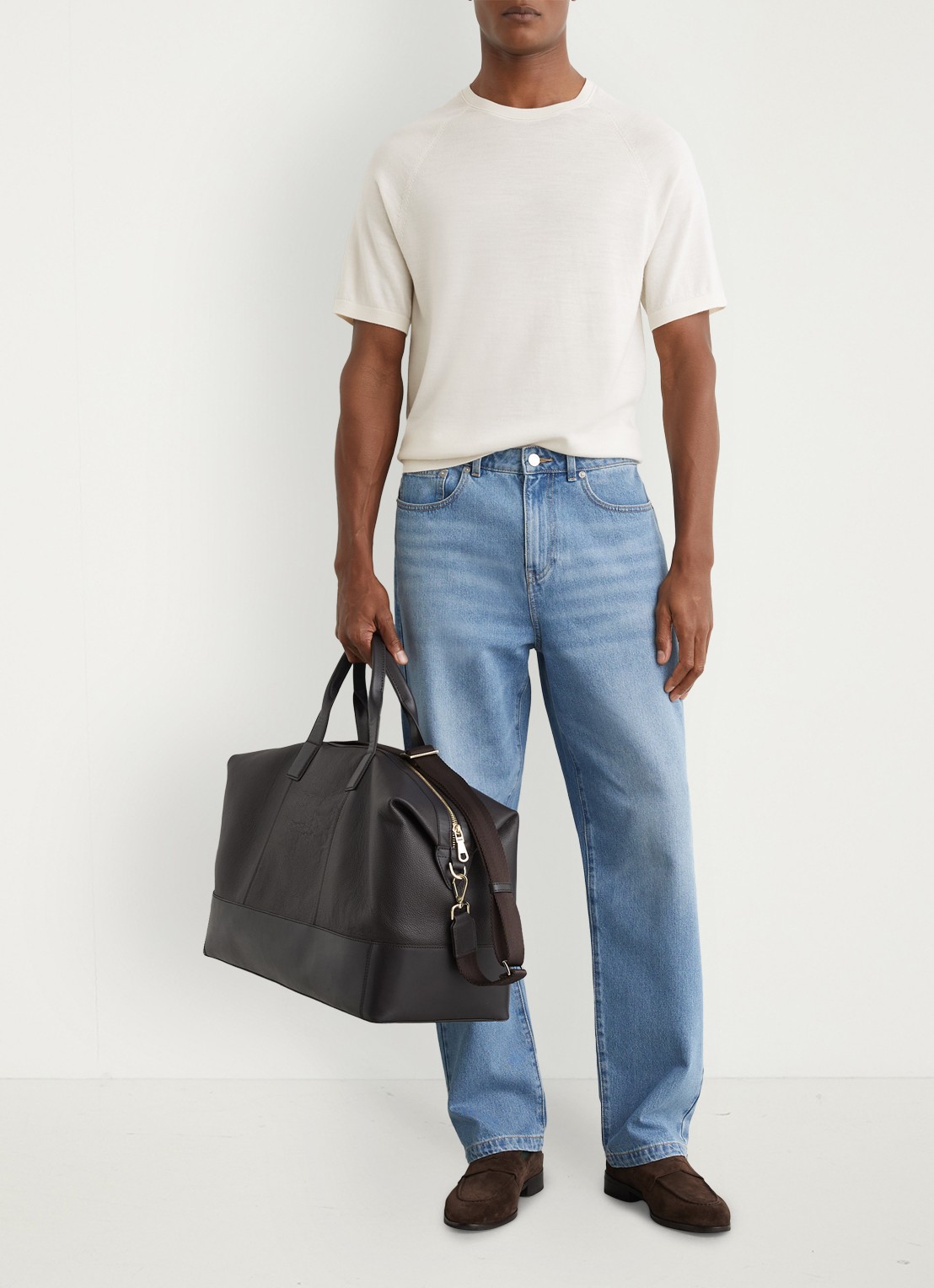 Reiss Brook T-shirt van merino wol met ronde hals - voorkant 3 wit