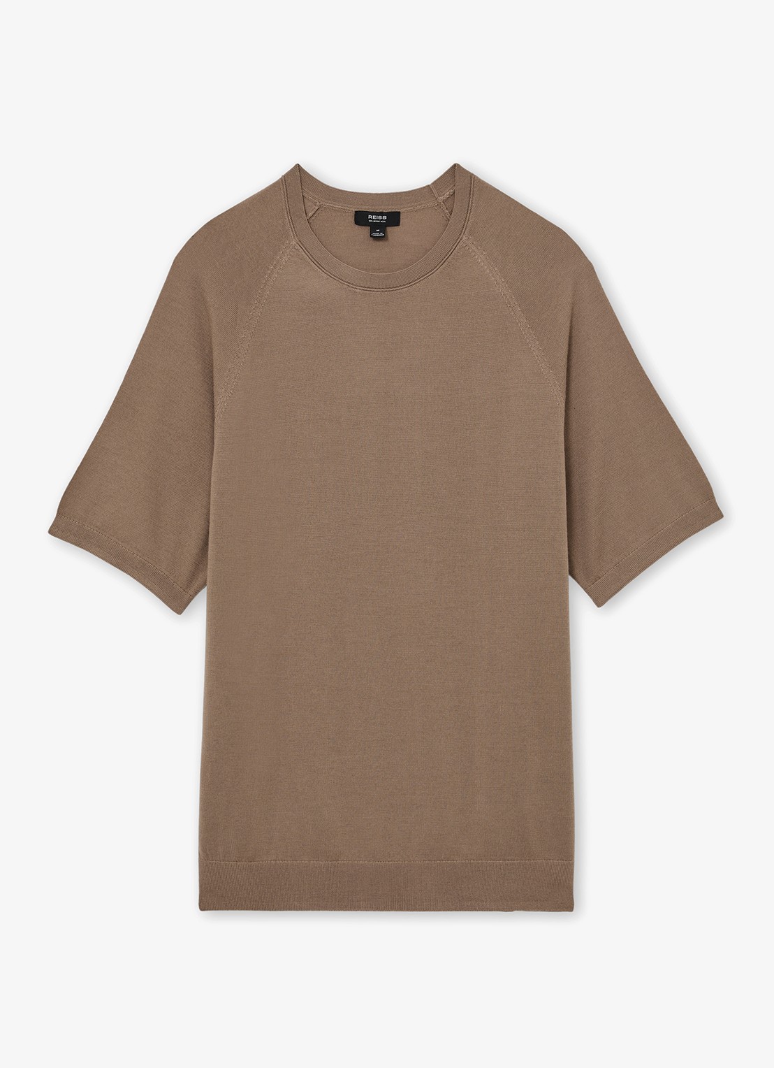 Reiss Brook T-shirt van merino wol met ronde hals - voorkant 5 bruin