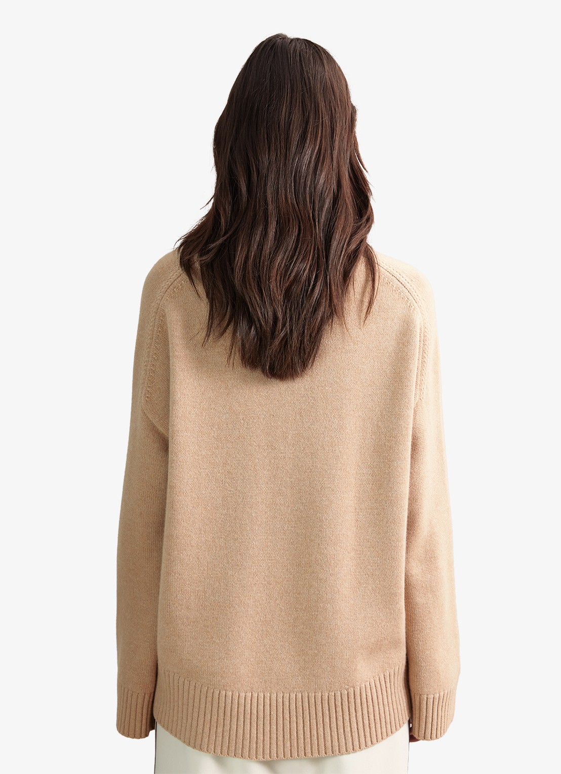 Reiss Brooklyn fijngebreide trui in wolblend - achterkant beige