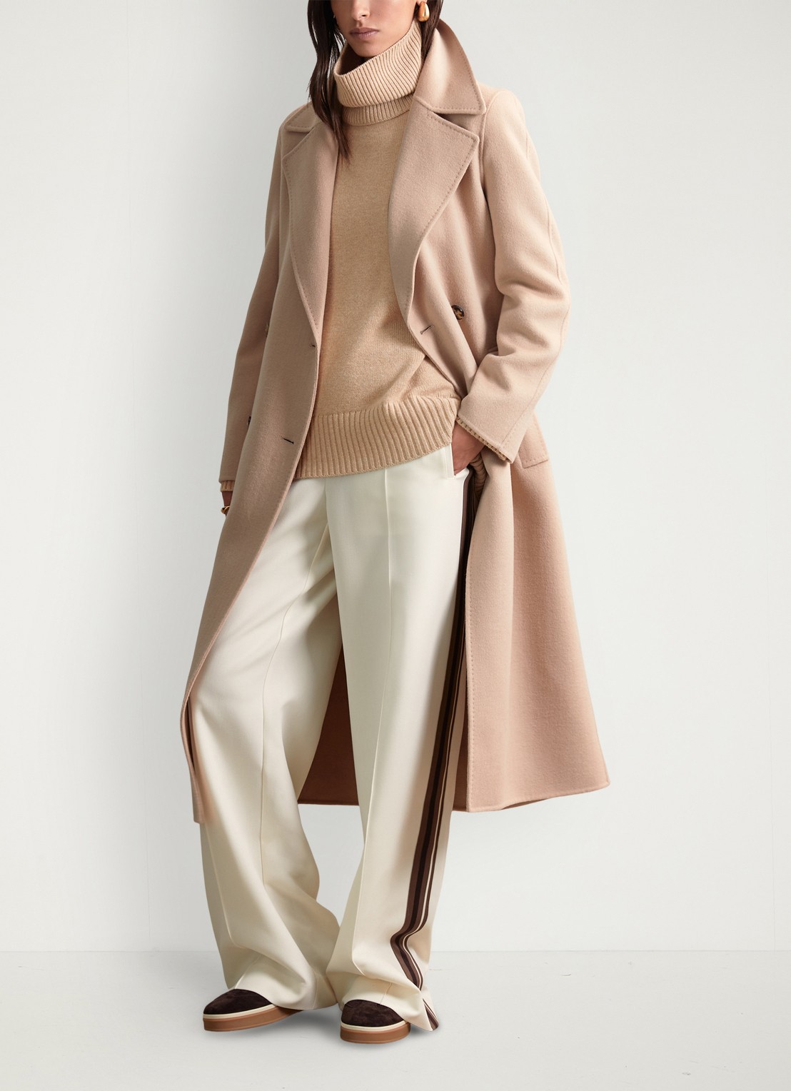 Reiss Brooklyn fijngebreide trui in wolblend - voorkant 3 beige