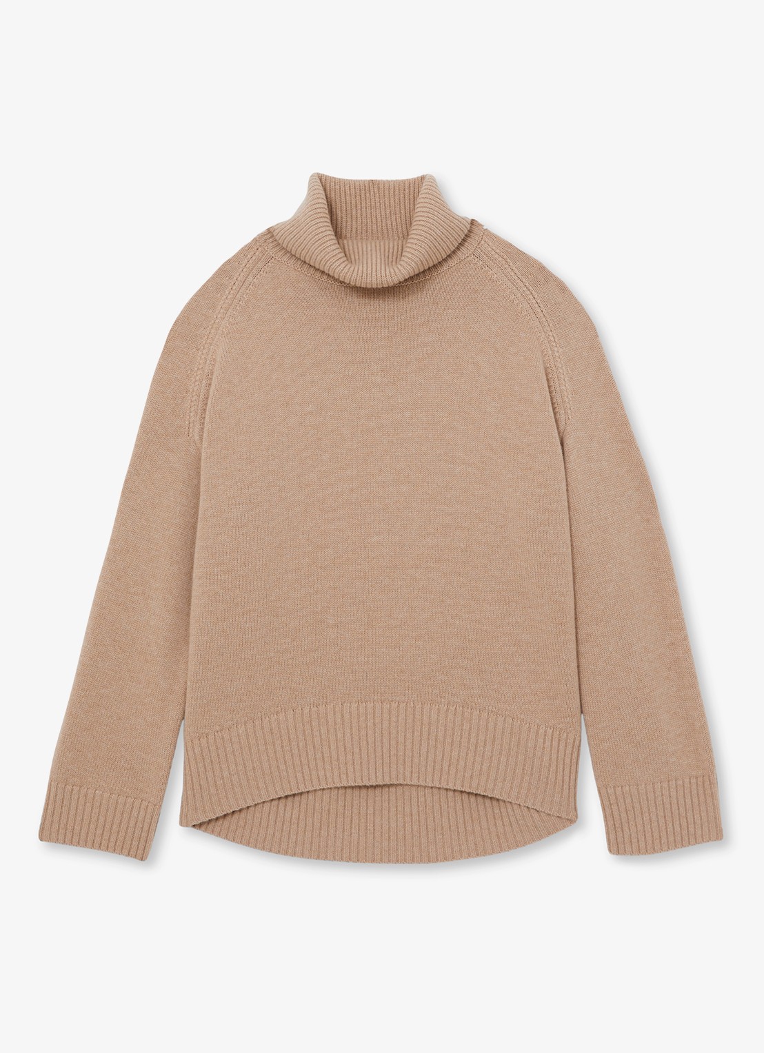Reiss Brooklyn fijngebreide trui in wolblend - voorkant 4 camel