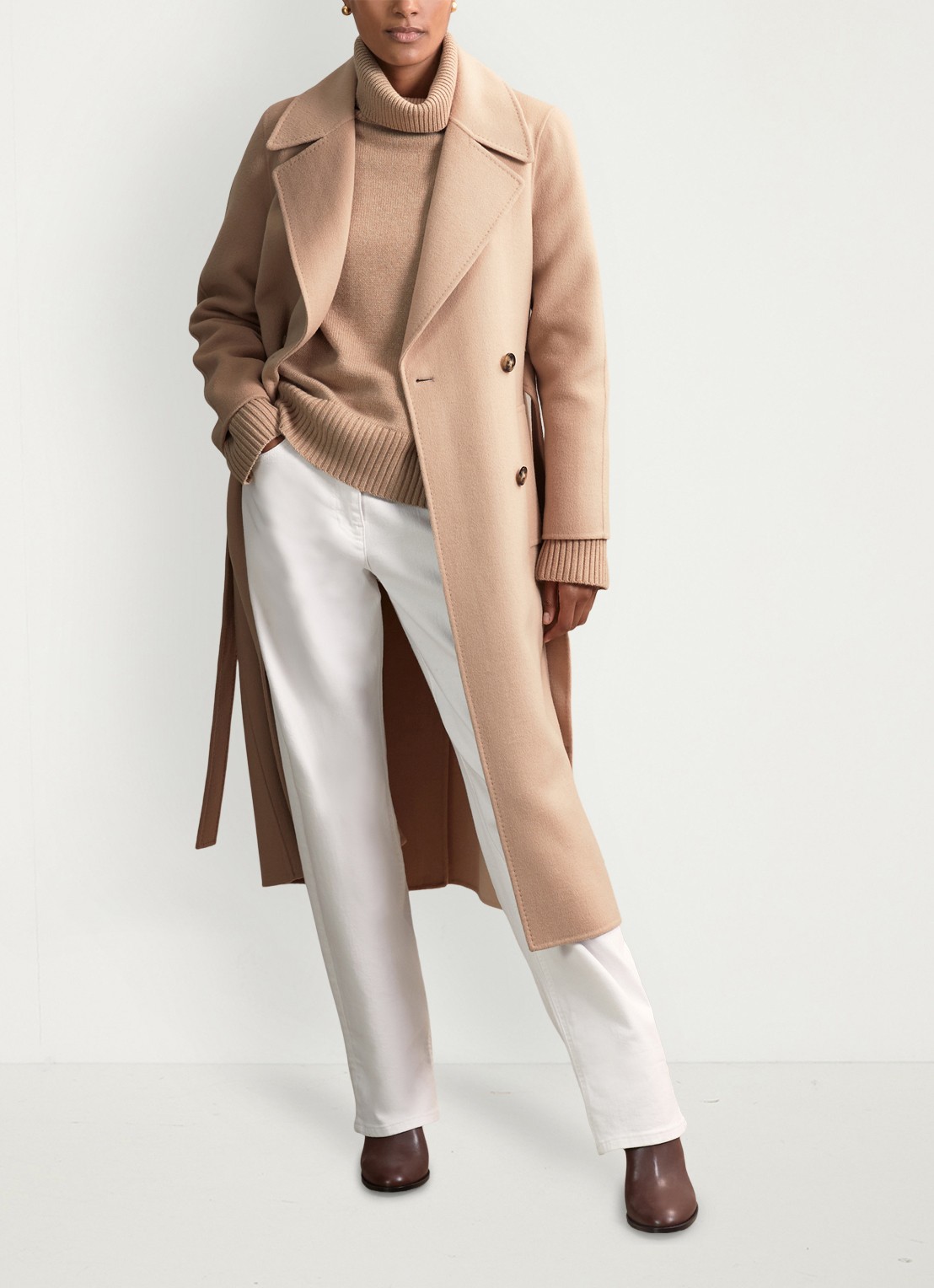 Reiss Brooklyn fijngebreide trui in wolblend - voorkant 5 camel