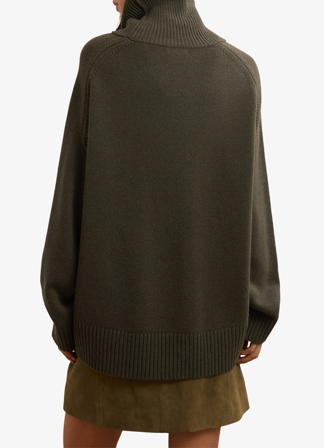 Reiss Brooklyn fijngebreide trui in wolblend - achterkant 6 khaki
