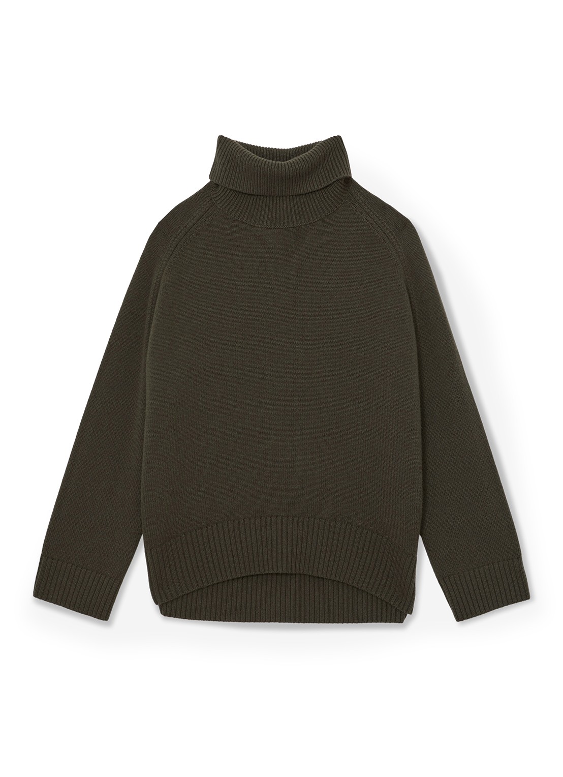 Reiss Brooklyn fijngebreide trui in wolblend - voorkant khaki
