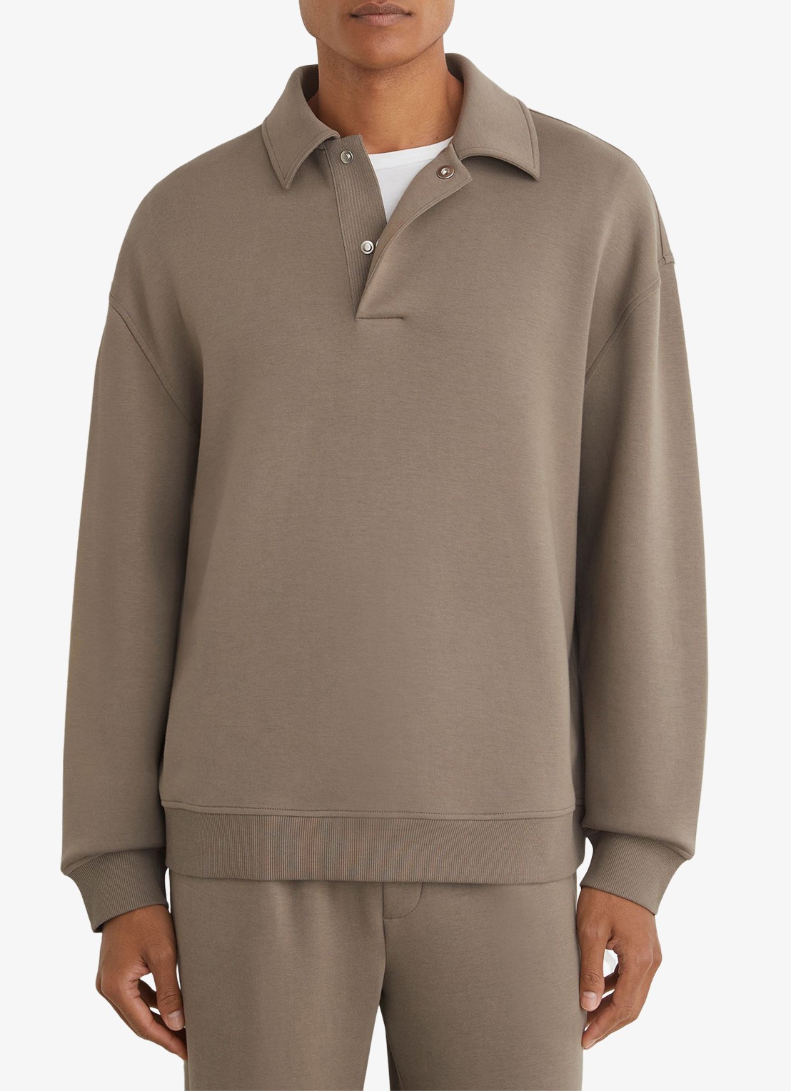 Reiss Brooks sweater met kraag - detail zand