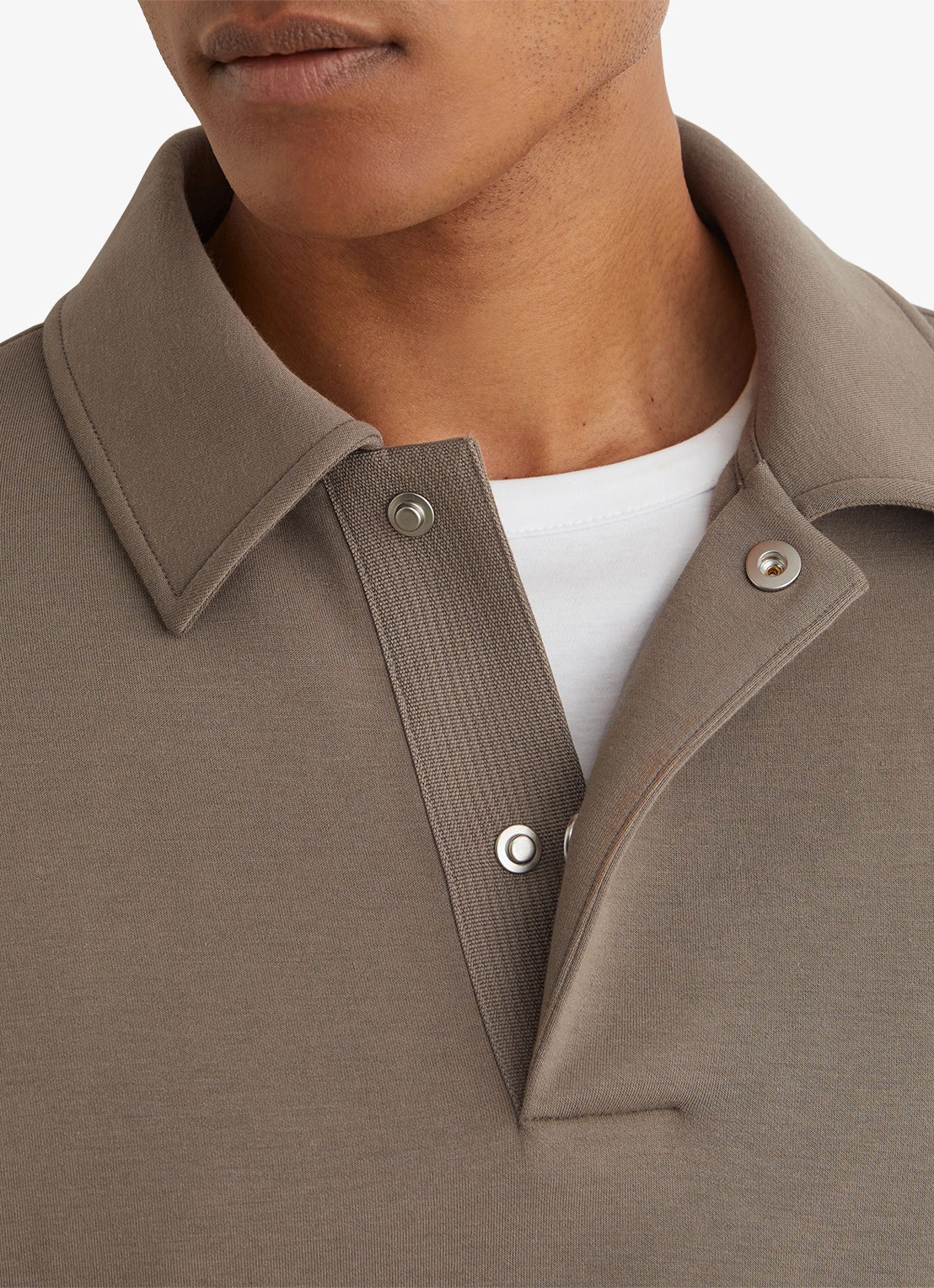 Reiss Brooks sweater met kraag - detail 2 zand