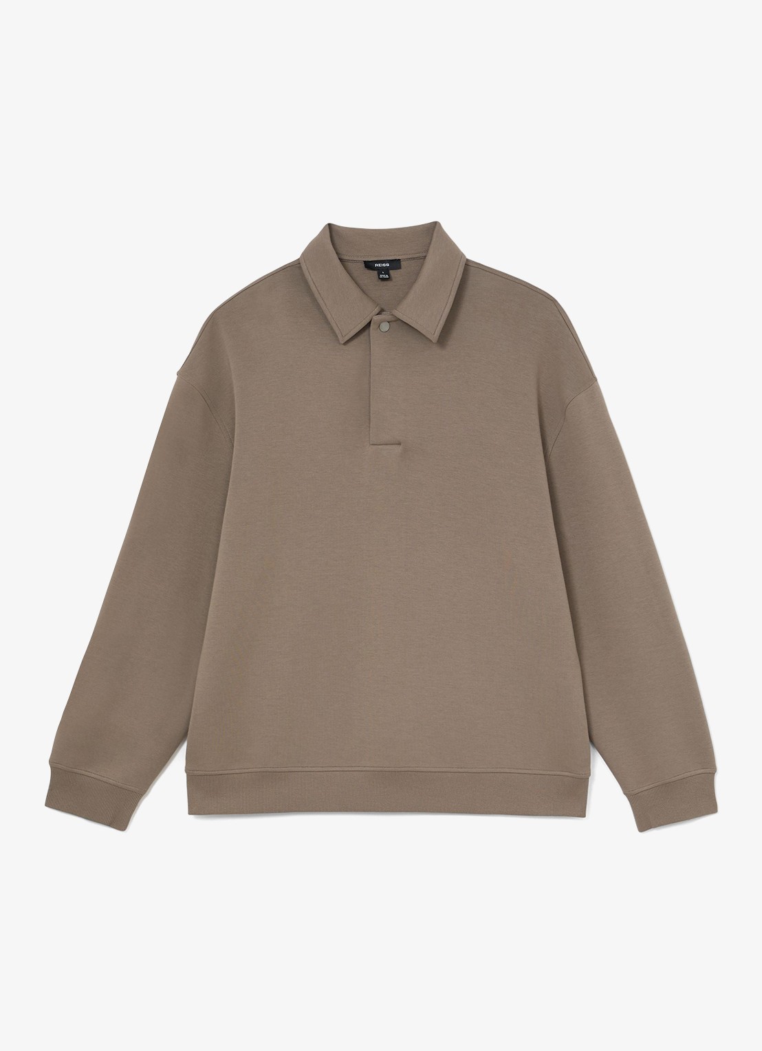 Reiss Brooks sweater met kraag - voorkant 5 zand
