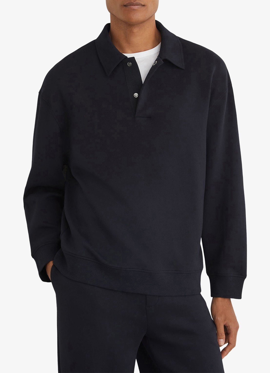 Reiss Brooks sweater met kraag - detail 4 indigo