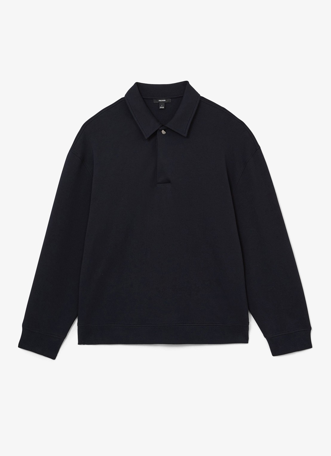 Reiss Brooks sweater met kraag - voorkant indigo