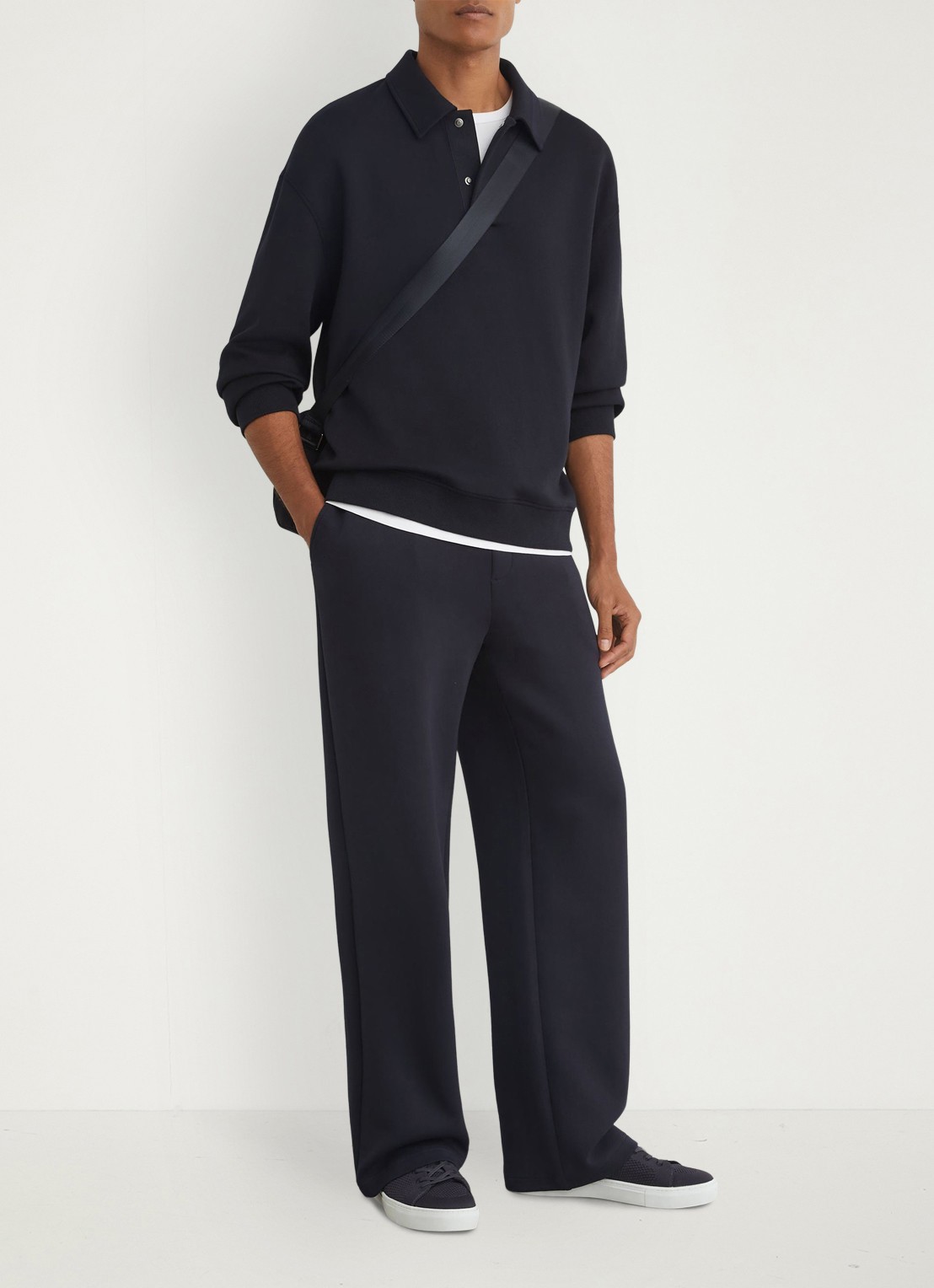 Reiss Brooks sweater met kraag - voorkant 2 indigo