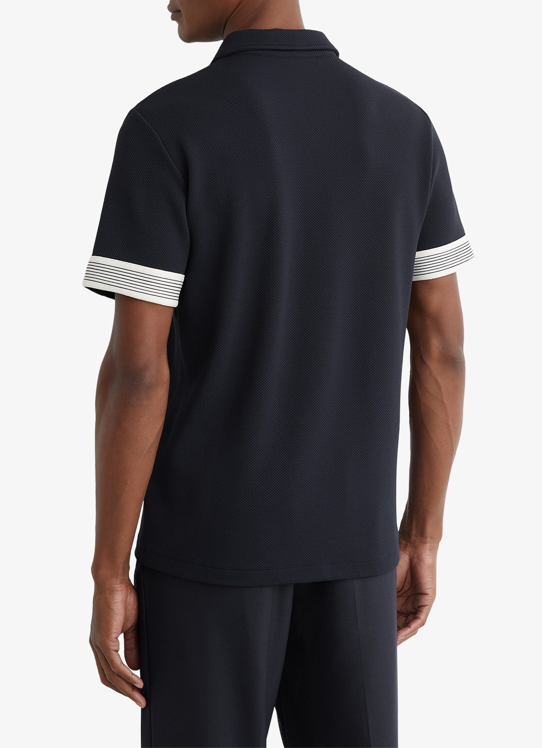 Reiss Bruno polo met halve rits - achterkant donkerblauw