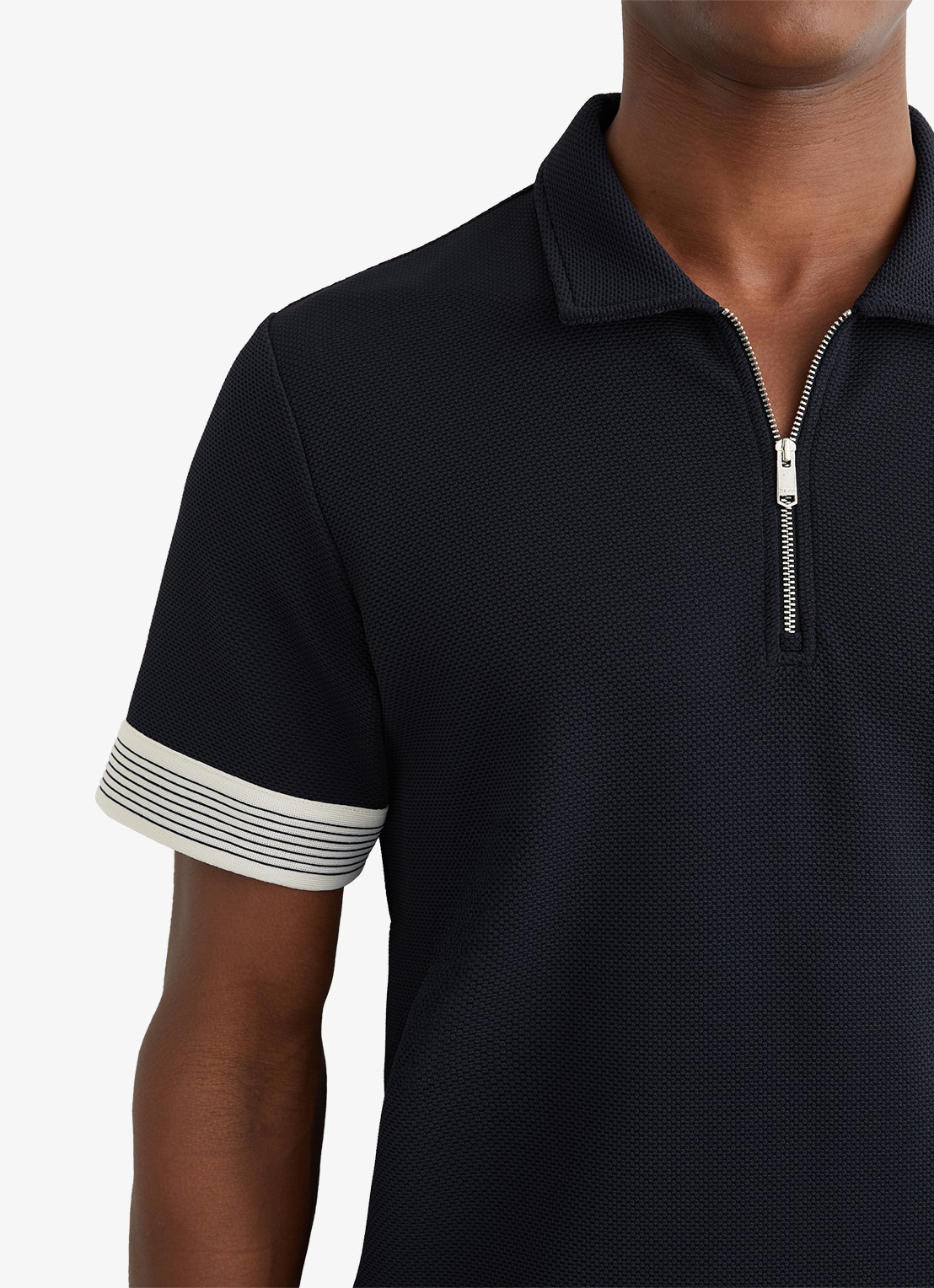 Reiss Bruno polo met halve rits - detail 5 donkerblauw