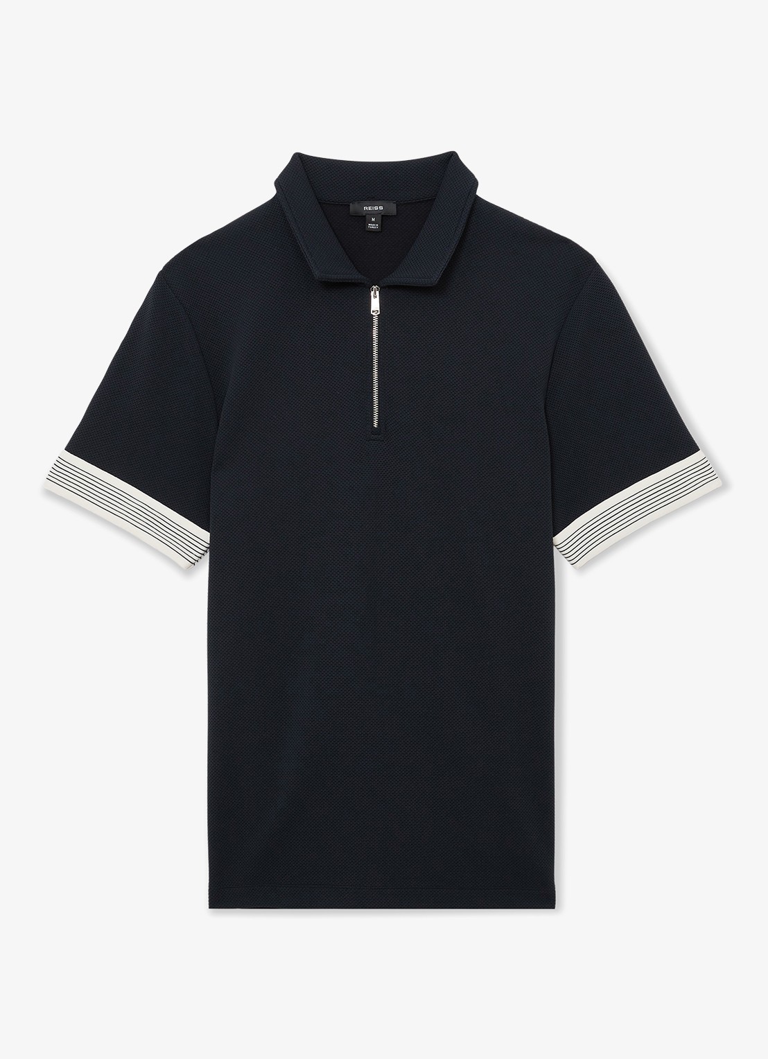 Reiss Bruno polo met halve rits - voorkant 2 donkerblauw
