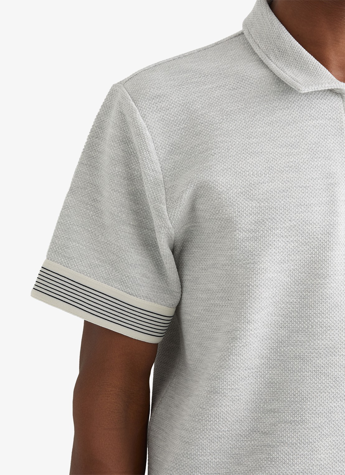 Reiss Bruno regular fit polo met halve rits - detail 5 lichtgrijs