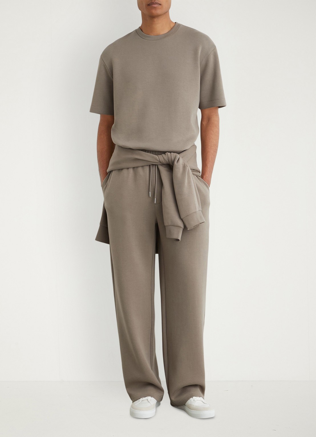 Reiss Cade T-shirt met stretch - voorkant 5 donkerbeige