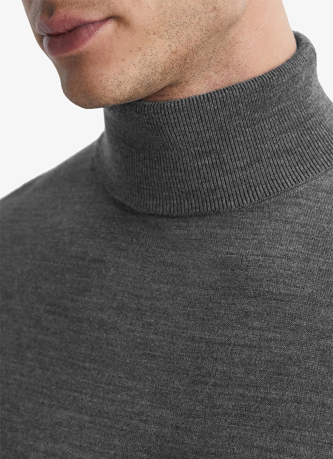 Reiss Caine fijngebreide trui van merino wol met col - detail 2 donkergrijs