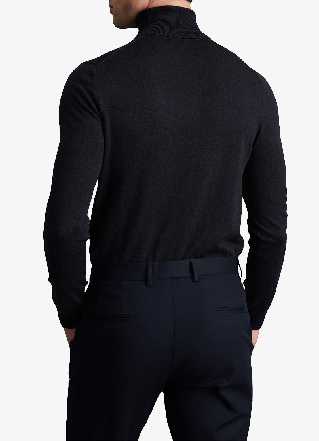 Reiss Caine fijngebreide trui van merino wol met col - achterkant 3 navy / blauw