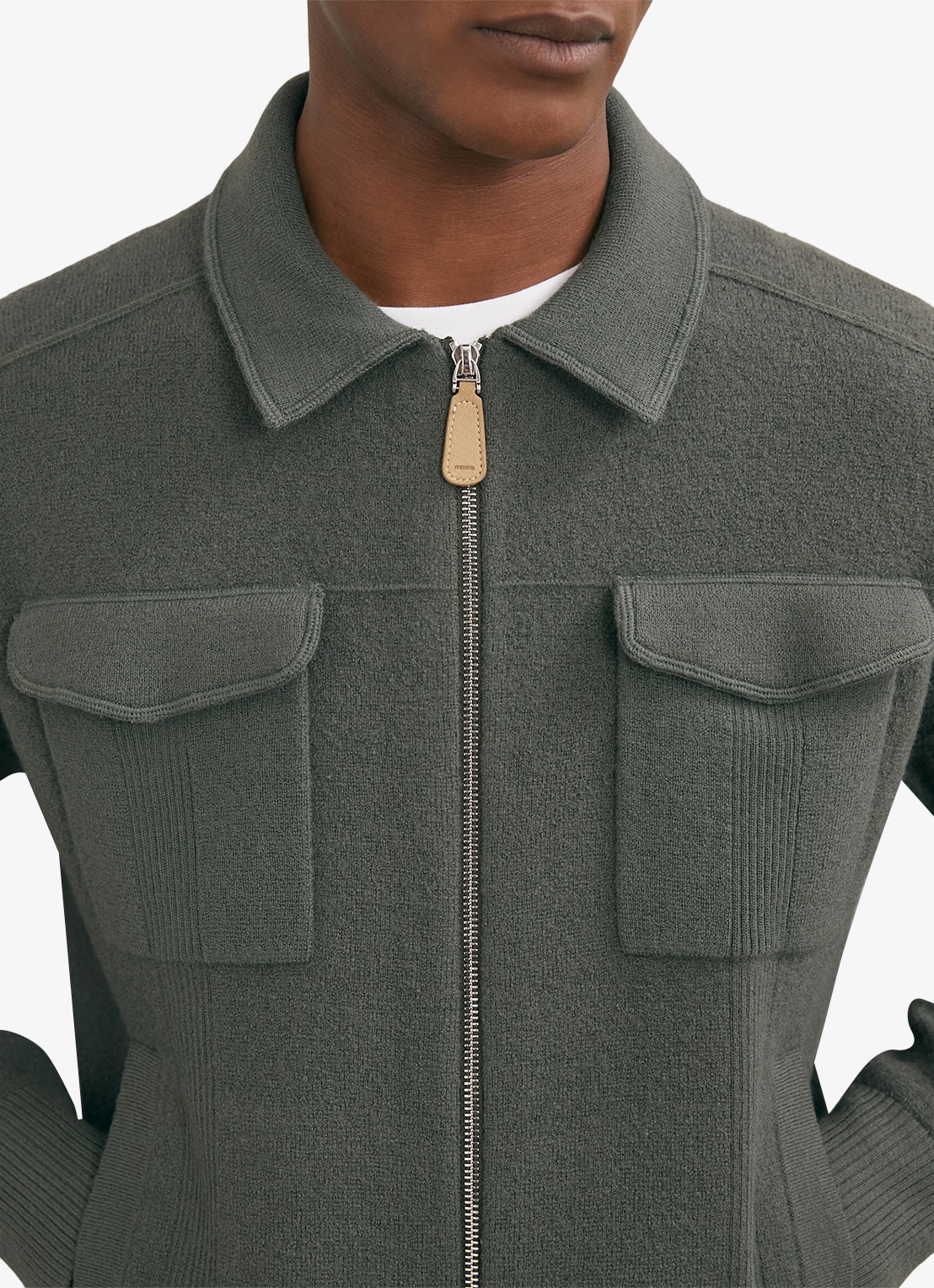 Reiss Calder fijngebreid vest van wol met borstzakken  - detail 4 groen