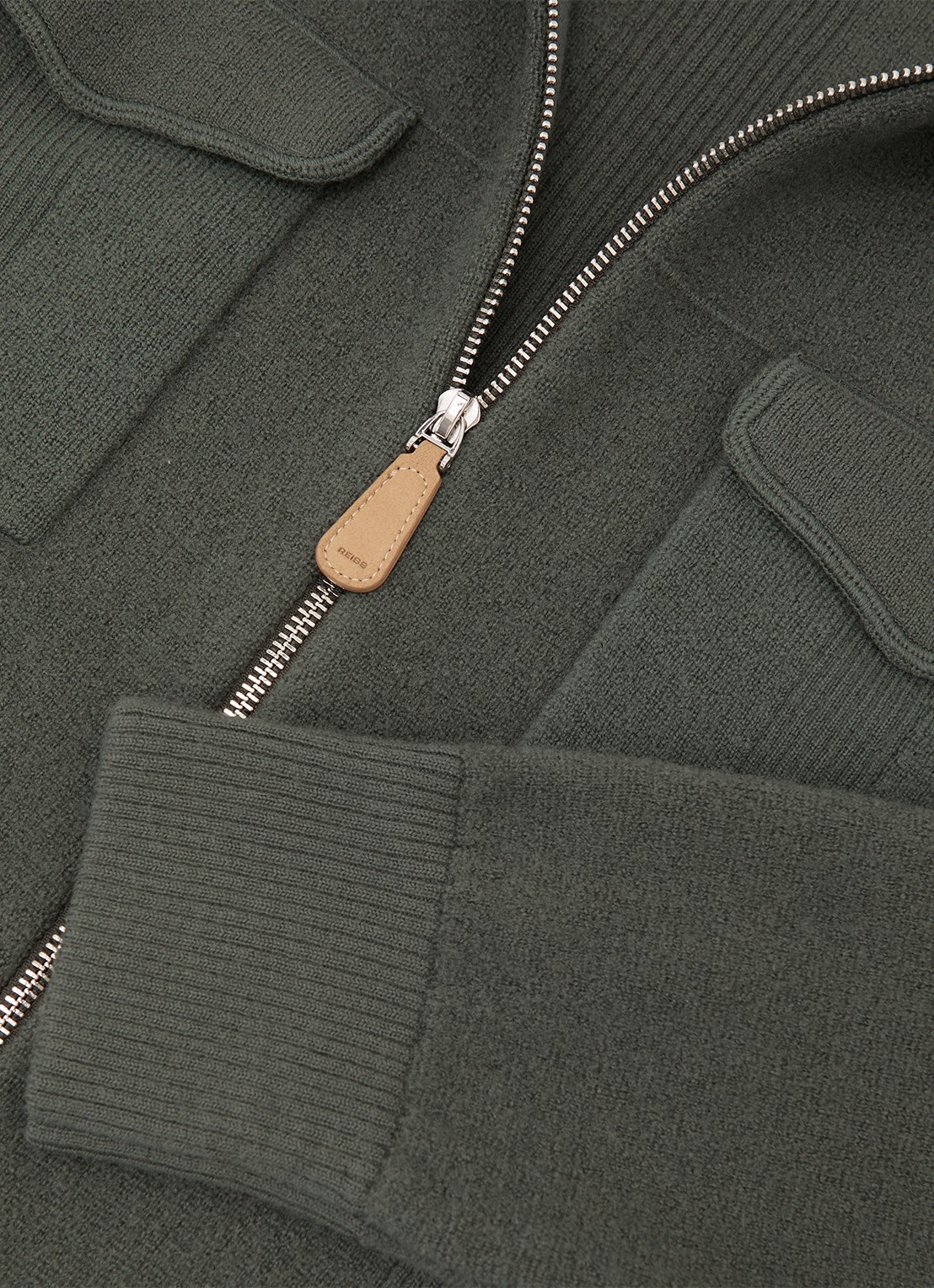 Reiss Calder fijngebreid vest van wol met borstzakken  - detail 5 groen