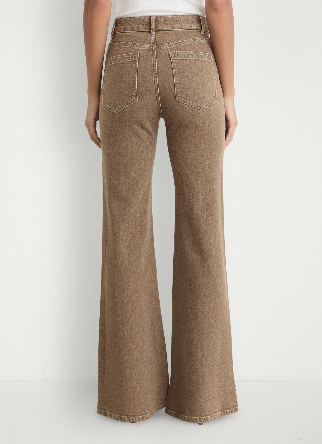 Reiss Cali high waist flared fit jeans met gekleurde wassing - achterkant 7 lichtbruin