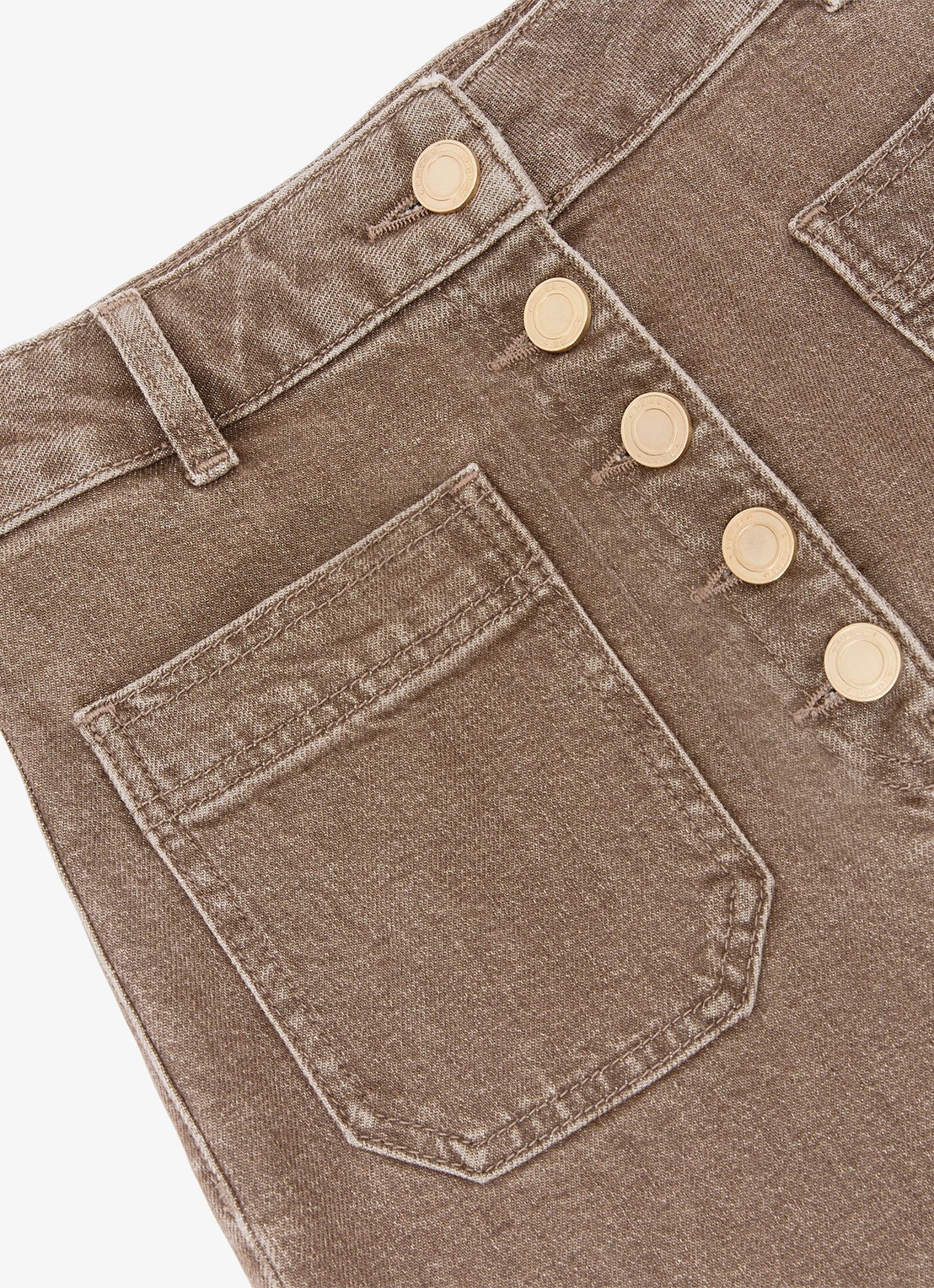 Reiss Cali high waist flared fit jeans met gekleurde wassing - detail 3 lichtbruin