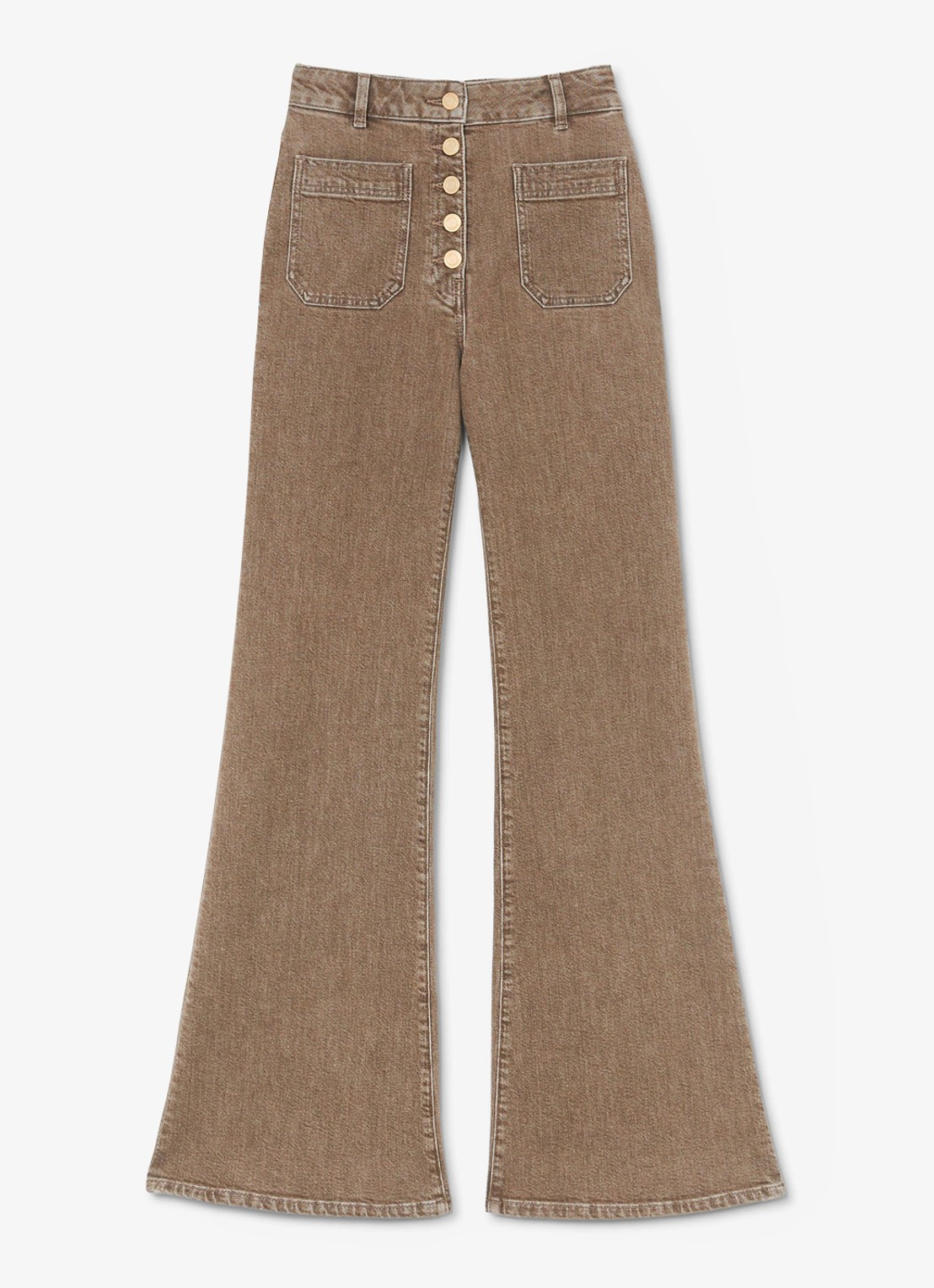 Reiss Cali high waist flared fit jeans met gekleurde wassing - voorkant 5 lichtbruin