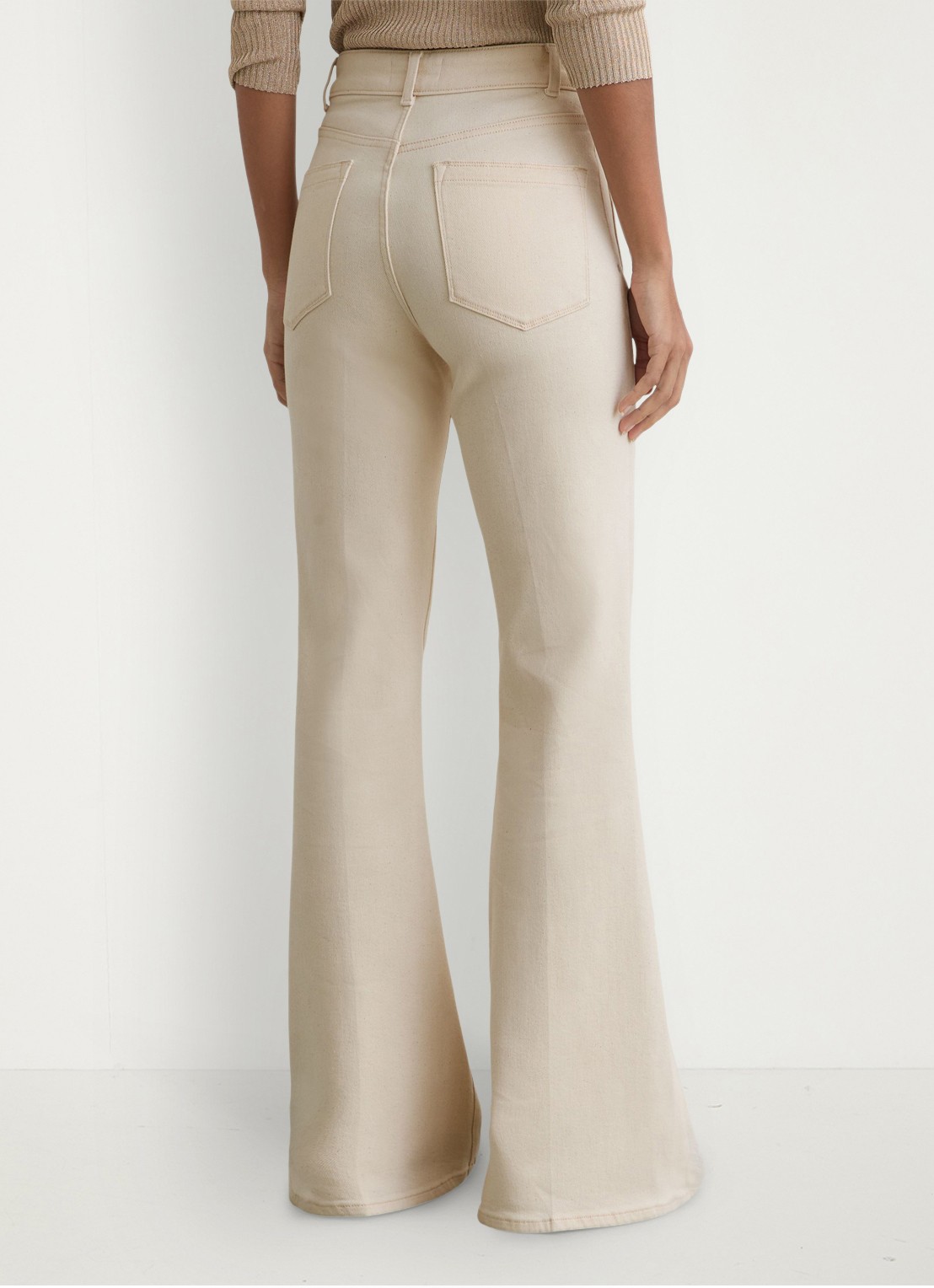 Reiss Cali high waist flared fit jeans met gekleurde wassing - achterkant gebroken wit