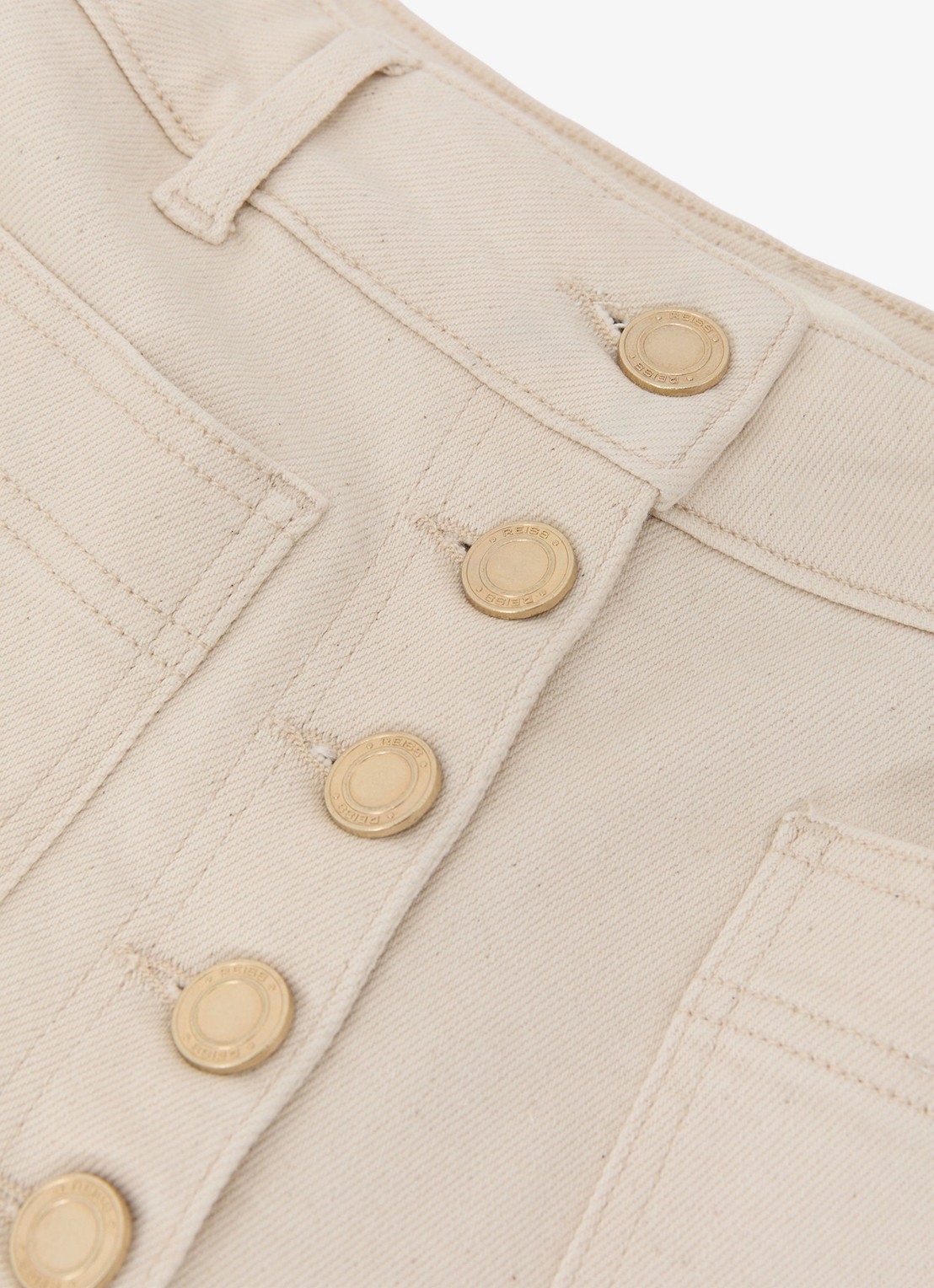 Reiss Cali high waist flared fit jeans met gekleurde wassing - detail 7 gebroken wit