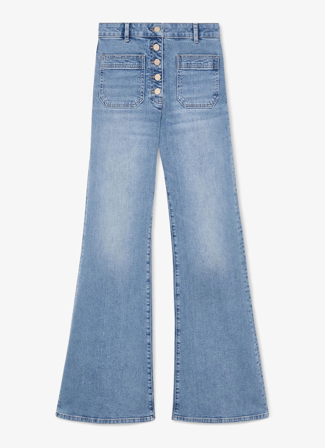 Reiss Cali high waist flared jeans met opgestikte zakken - voorkant 7 light blue / lichtblauw