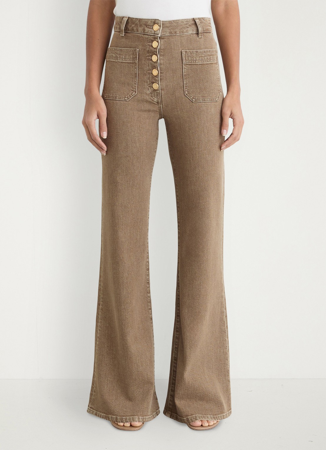 Reiss Cali high waist flared jeans met opgestikte zakken - detail 2 bruin