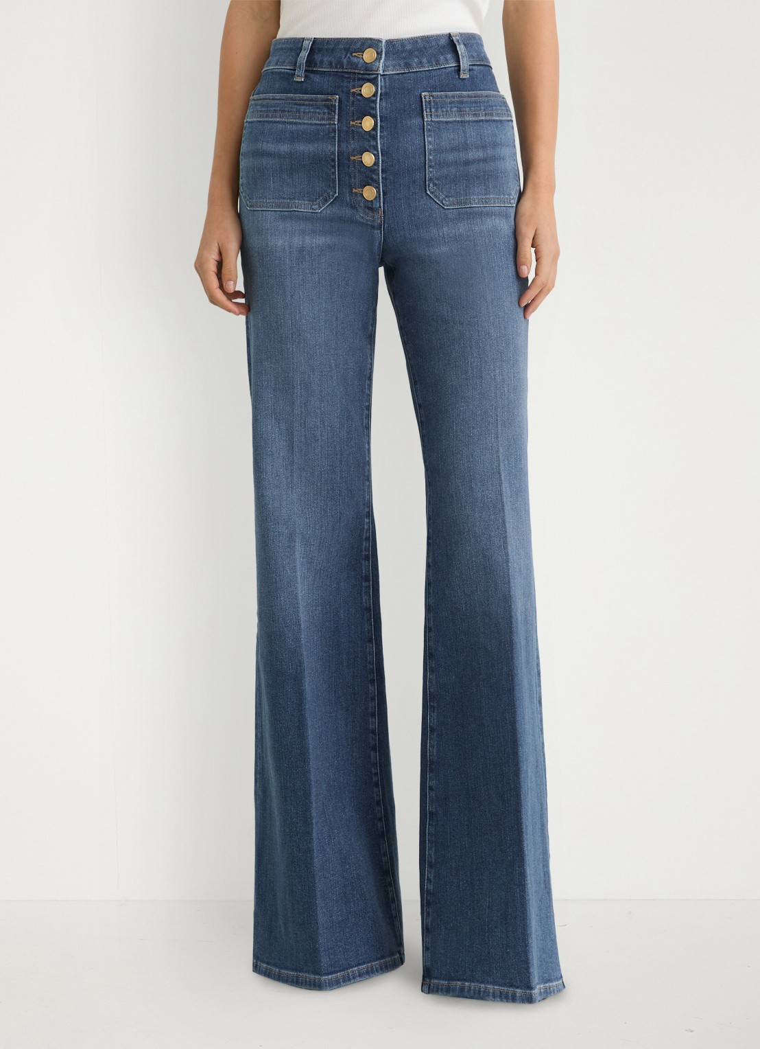 Reiss Cali high waist flared jeans met opgestikte zakken - detail 4 indigo