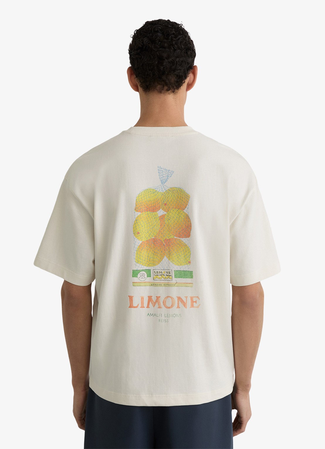 Reiss Calvino T-shirt met front- en backprint - achterkant 5 gebroken wit
