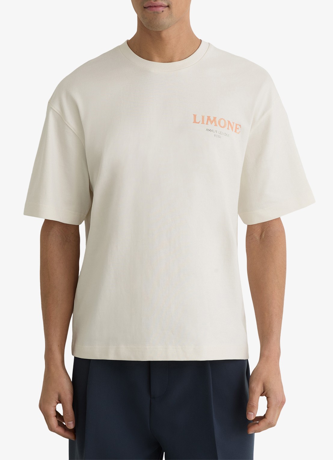 Reiss Calvino T-shirt met front- en backprint - detail 2 gebroken wit