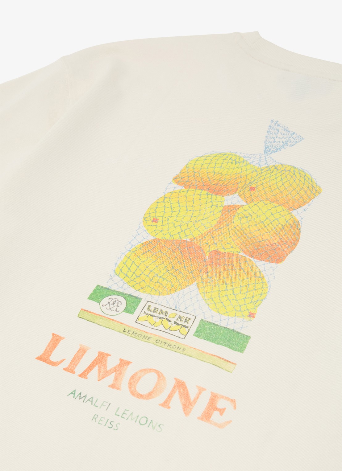 Reiss Calvino T-shirt met front- en backprint - detail 4 gebroken wit