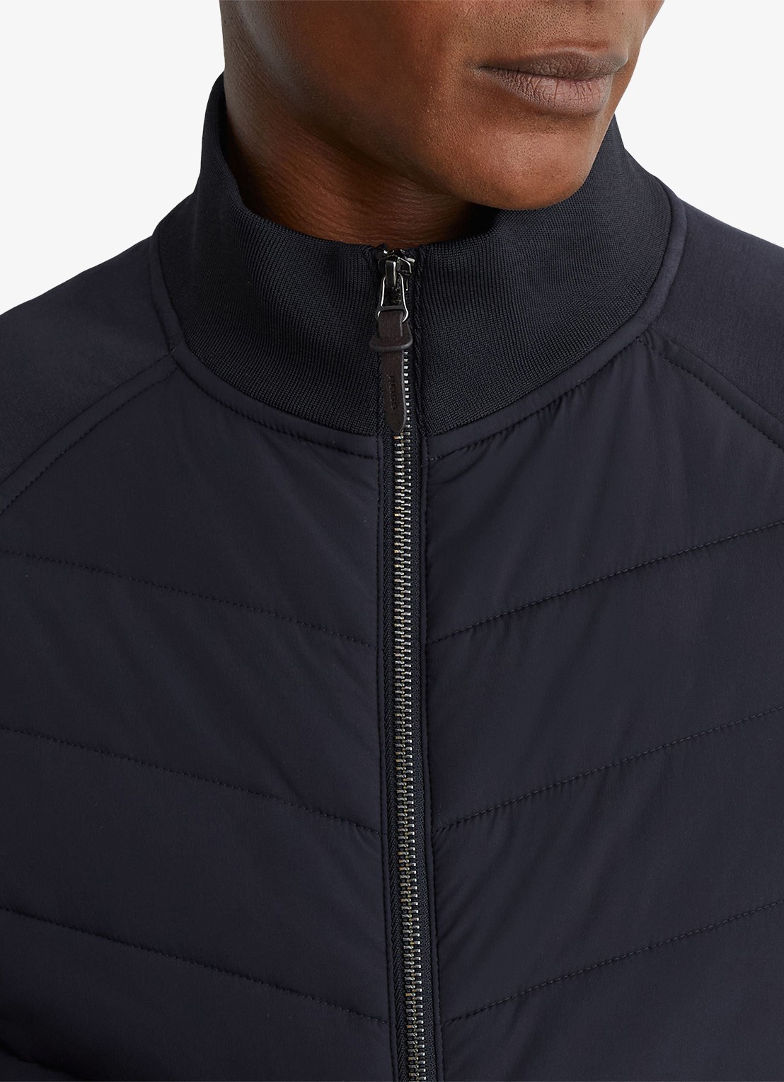 Reiss Calvorn gewateerde jack met quiltpatroon - detail 3 navy / blauw