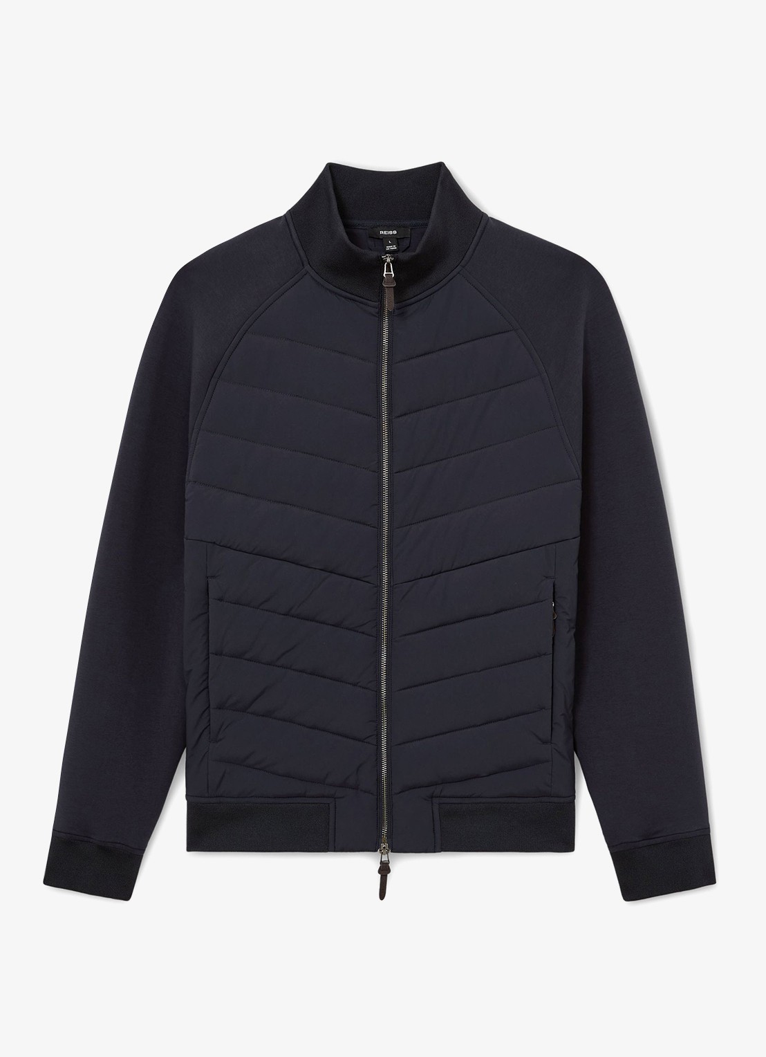 Reiss Calvorn gewateerde jack met quiltpatroon - voorkant 5 navy / blauw