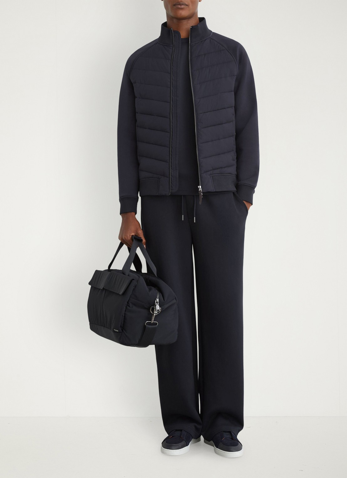 Reiss Calvorn gewateerde jack met quiltpatroon - voorkant 6 navy / blauw