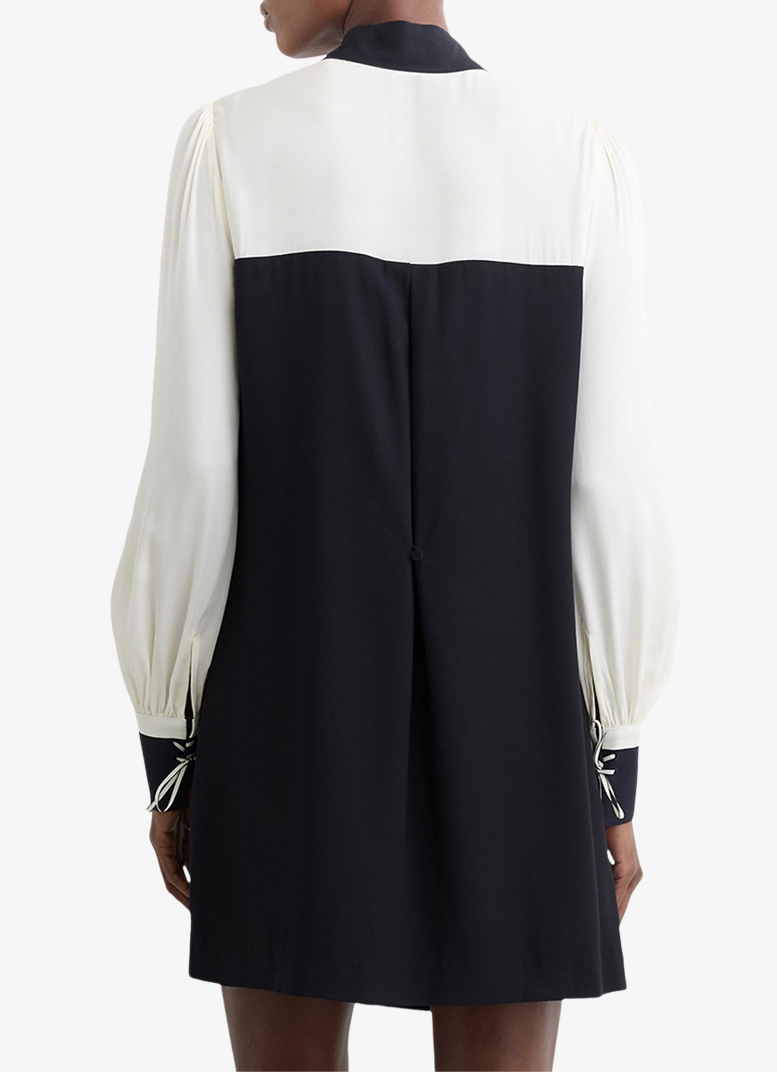 Reiss Cam mini tuniekjurk met sjaalkraag  - achterkant 5 donkerblauw