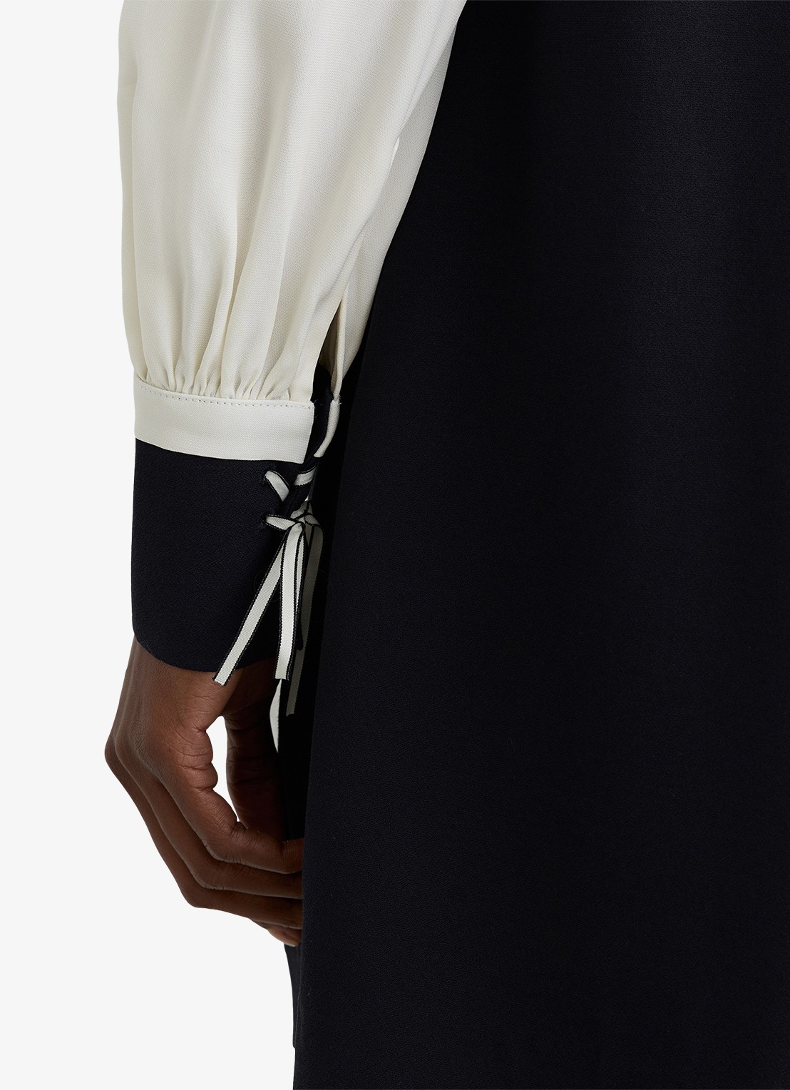 Reiss Cam mini tuniekjurk met sjaalkraag  - detail 3 donkerblauw