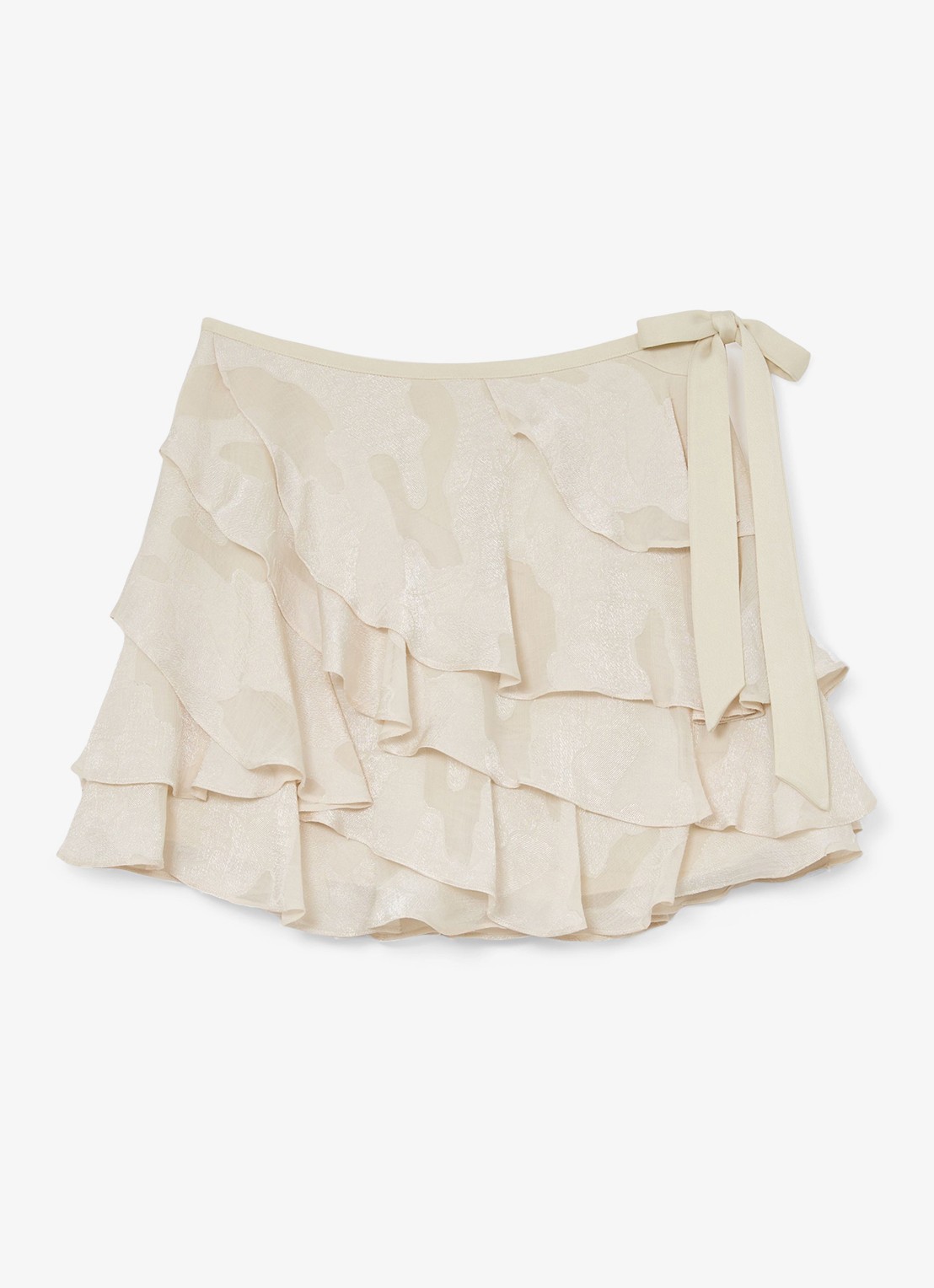 Reiss Cameron minirok met ruches - voorkant creme