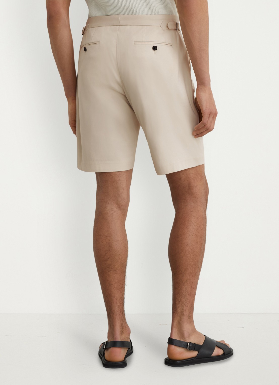 Reiss Cantwell straight fit korte chino in katoenblend - achterkant stone / beige