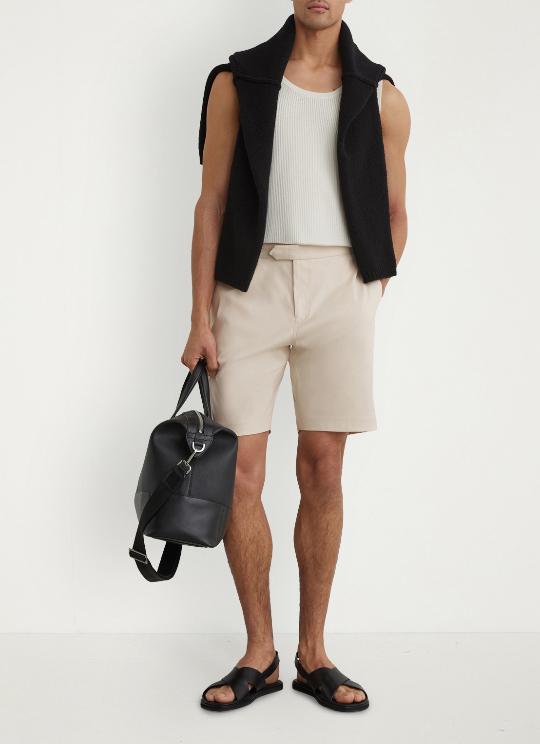 Reiss Cantwell straight fit korte chino in katoenblend - voorkant 3 stone / beige