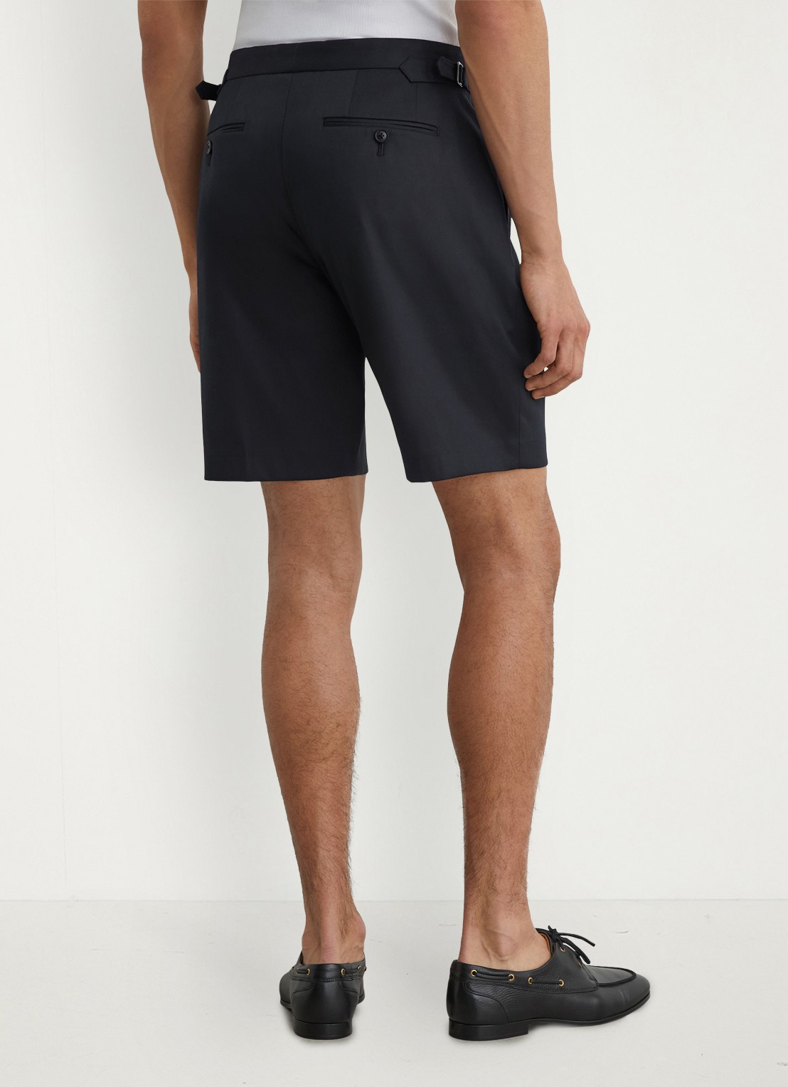 Reiss Cantwell straight fit korte chino in katoenblend - achterkant navy / blauw