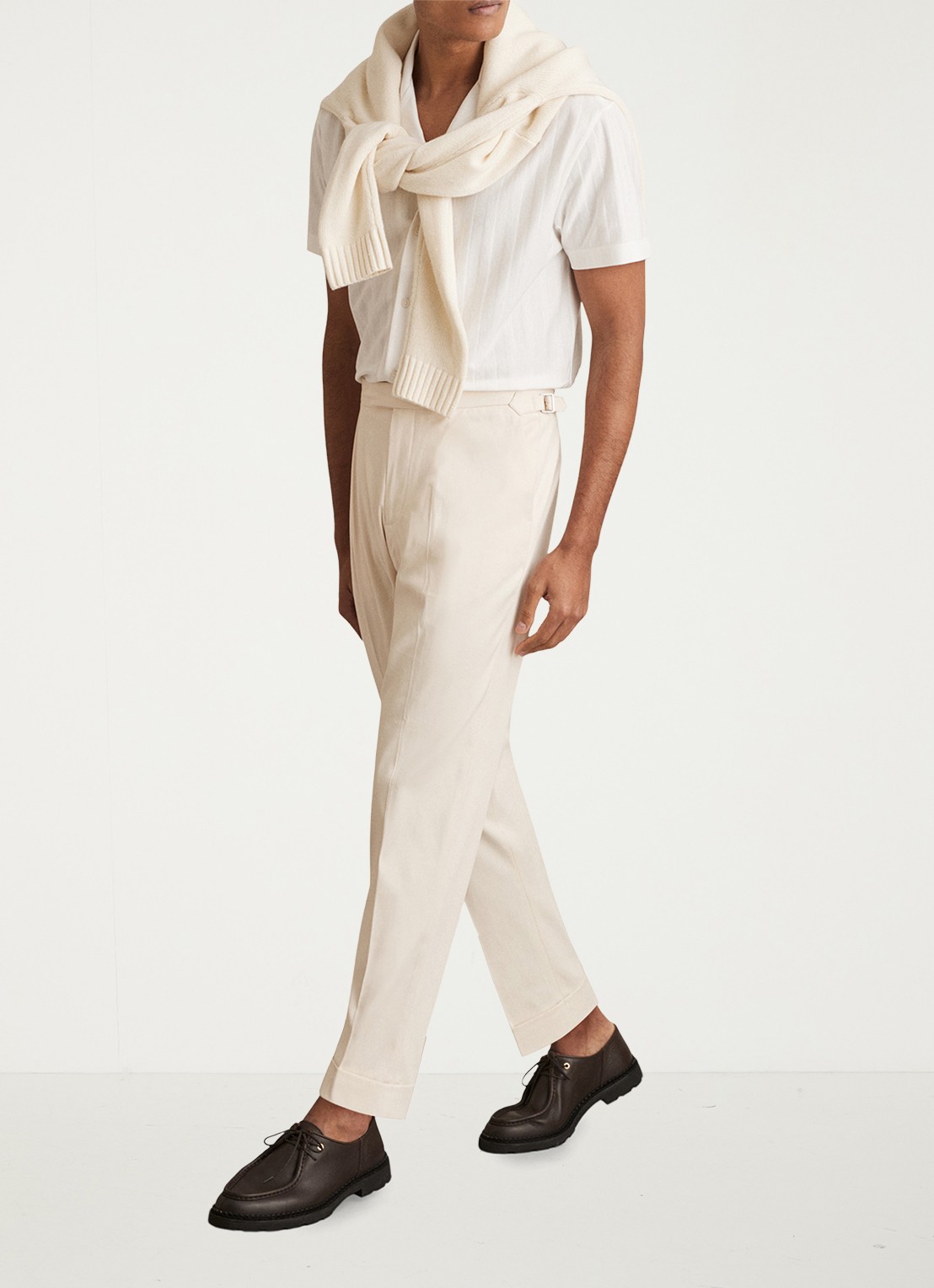 Reiss Cantwell tapered fit pantalon met ceintuur - voorkant 5 donkergrijs
