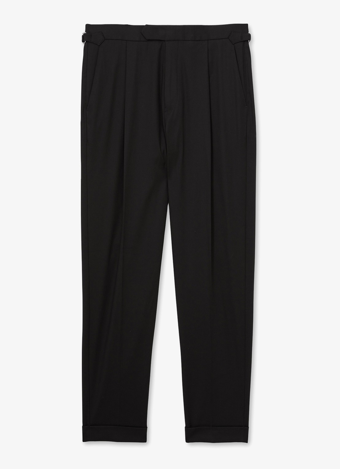 Reiss Cantwell tapered fit pantalon met ceintuur - voorkant 4 black / zwart