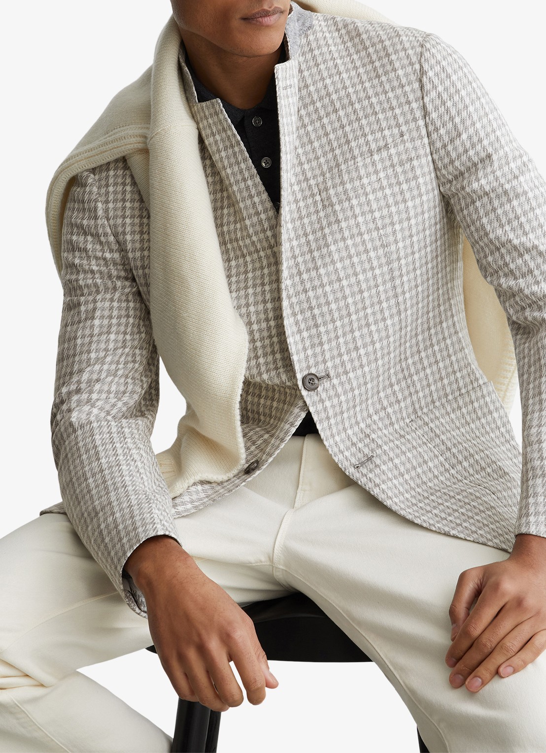 Reiss CANTY regular fit colbert met ruitdessin  - detail 5 soft grey / grijs