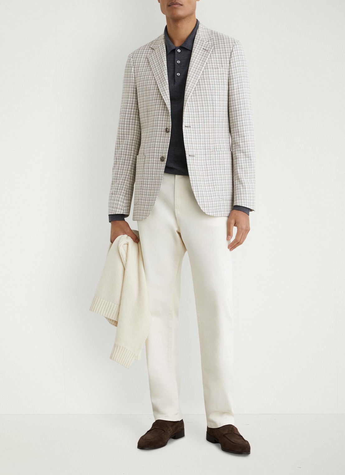 Reiss CANTY regular fit colbert met ruitdessin  - voorkant 3 soft grey / grijs